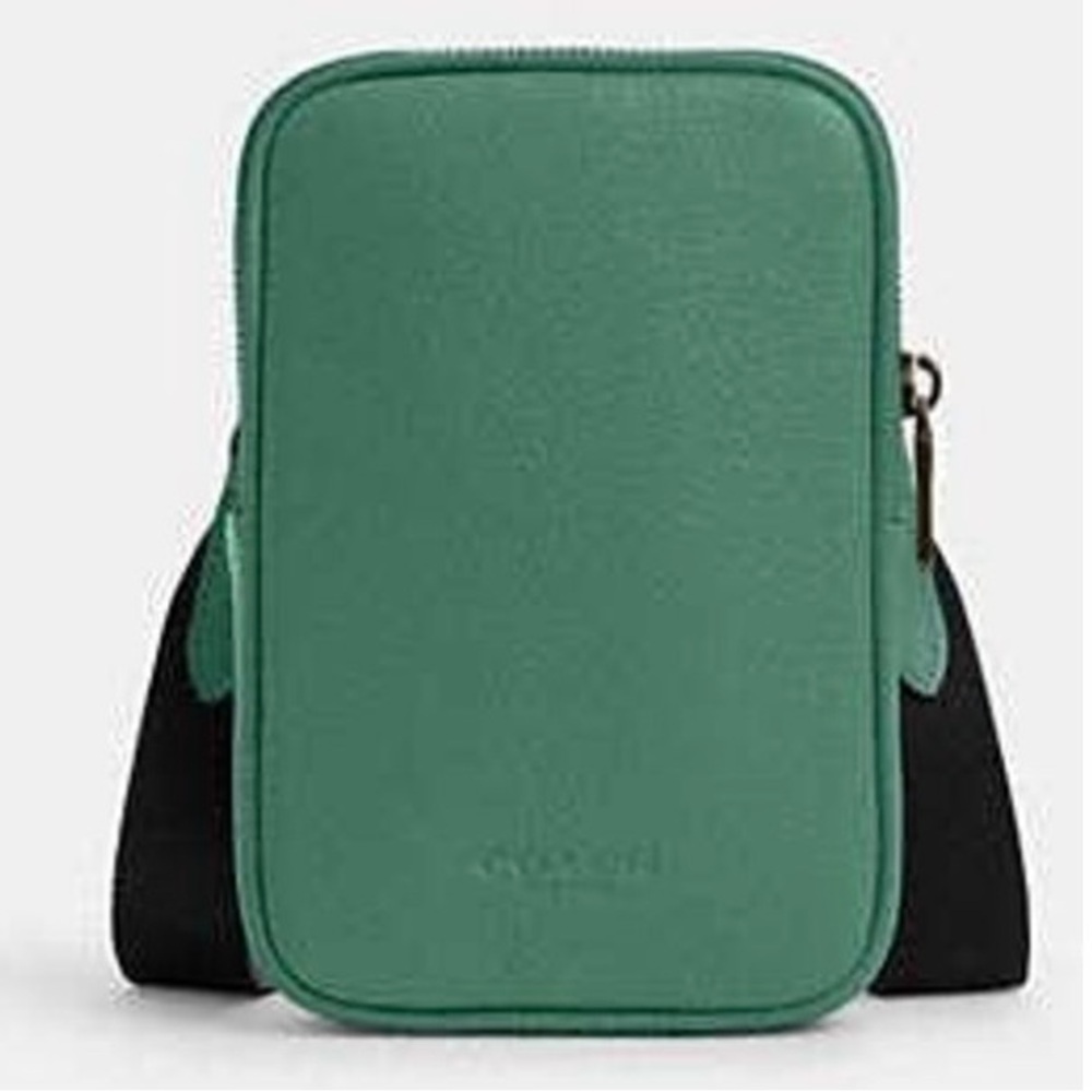 ADEN COACH CROSSBODY BAG. One black bag and one green bag.